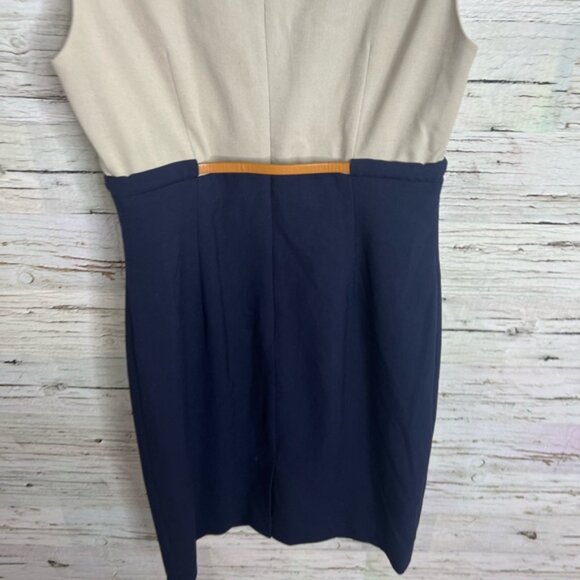 Calvin Klein career dress blue brown with belt size 6 - Picture 7 of 8